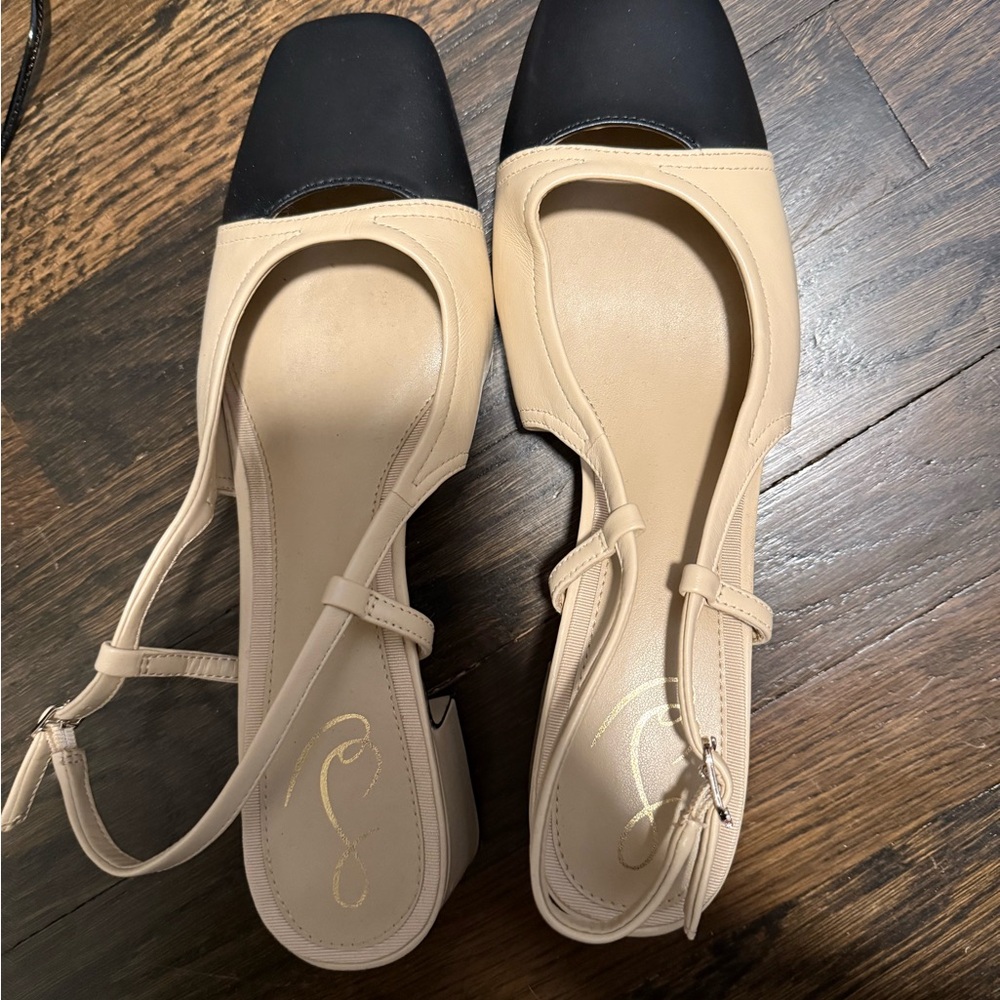 Sam Edelman Black and Beige Slingback Heels size 8 1/2